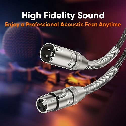 Image of XLR Cable 10FT Microphone Cables XLR Male to Female Heavy Duty Balanced Nylon Braided Microphone Cord Compatible with Speaker Systems, Radio Station and More