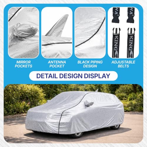 Image of KINGSWAY SilverTech 100% Waterproof Car Cover Only with Skoda Kushaq (Year 2026 Onwards - All Model) | Mirror and Antenna Pockets | Scratchproof | All Weather Car Body Cover