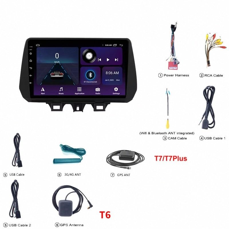 Radio Coche 2 DIN Hyundai Tucson 2019 Pantalla Bluetooth GPS 7