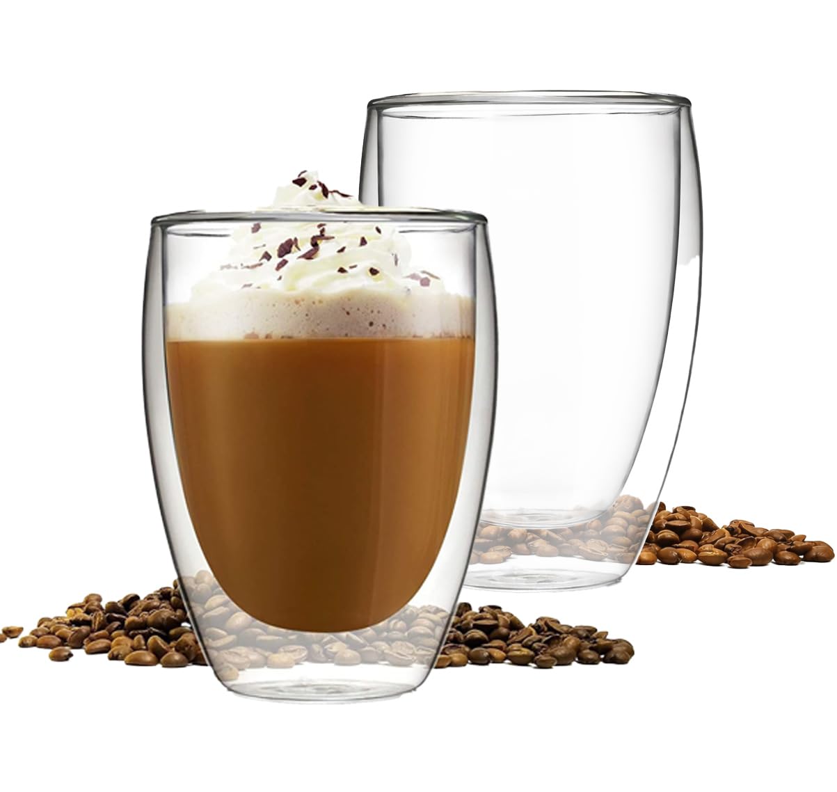 Double Wall Glass Coffee Mugs - Set of 2 -12