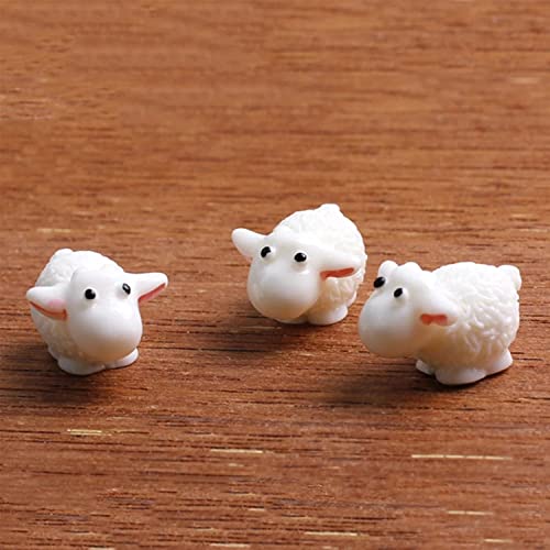 10Pcs Cute Mini Animals Sheep Fairy Garden Figurines Miniatures Home Micro Accessories Supply, White #TOP4