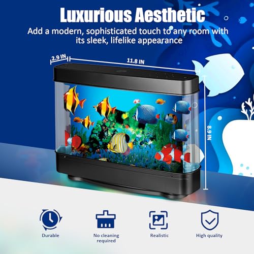 Image of Fake Fish Tank Lamp, Aquarium Lamp with Virtual Marine Life Animations, Artificial Tropical Fish Decorative, Sensory Aquarium Night Light, Ocean Room Decor Night Light Suitable