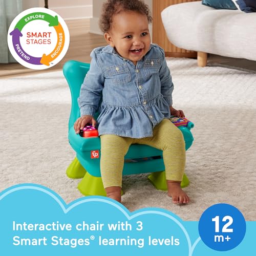 Image of Fisher-Price Toddler Learning Toy Laugh & Learn Smart Stages Chair with Music Lights & Activities for Infants Ages 1+ Years, Teal