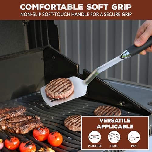 bremermann Barbecue spatula, long barbecue cutlery made of stainless steel with soft grip and eyelet, grill accessories. - Image 3