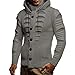 JHDESSLY Veste à capuche décontractée à manches longues et col montant pour homme
