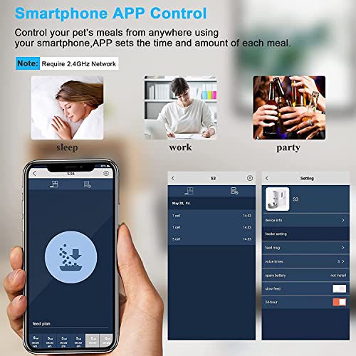 Automatic Cat Feeder, Smart Pet Food Dispenser With App Control ,Wifi Enabled Automatic Feeder For Dogs, Cats & Small Pets, Double Stainless Steel Bowls,6 Meals Portion Control And Voice Recording #TOP5