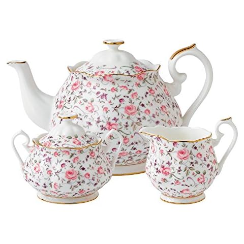 Royal Albert Rose Confetti 3-Piece Set (Teapot, Sugar & Creamer) Cover