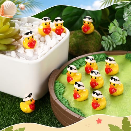 Image of 50 Pcs Sunglasses Ducks Toy Figures, Mini Resin Ducks Bulk | Tiny Duck Figurine Dress up Game Toy for Summer Party Favors (Sunglasses Duck)