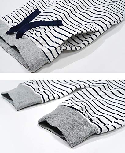 Suyeorli Toddler Baby Boys Girls Joggers Pants Cotton Soild Color Stripes Sweatpants With Drawstring 1-6T (Green+Light Grey, 3-4T) #TOP3