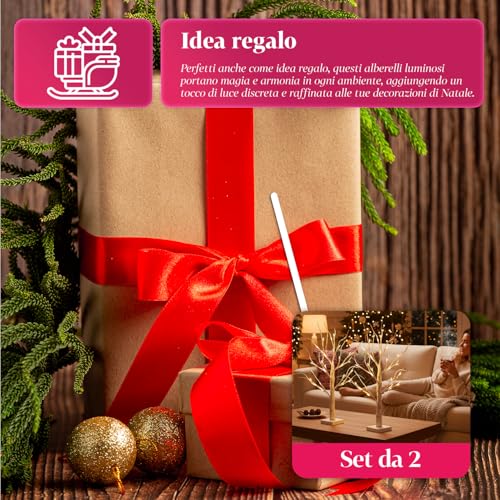 Set 2 Alberelli Decorativi Luci Led – Rami Effetto Betulla E Design Realistico - 7