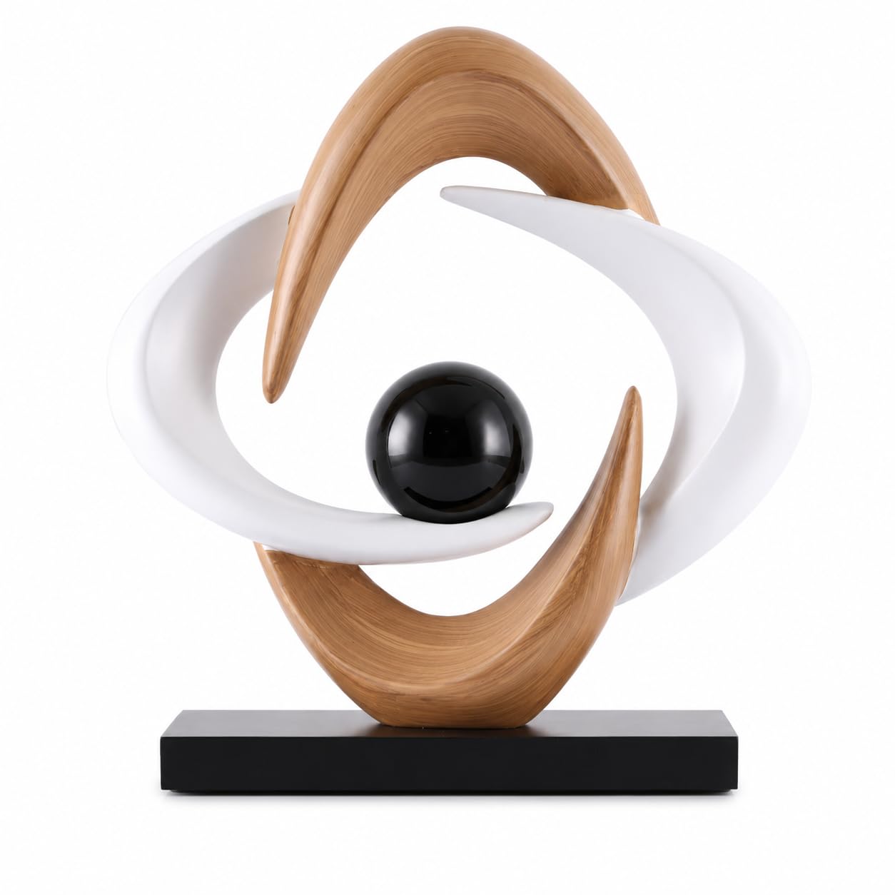 XYQXYQ Abstract Art Sculpture, Resin Gold Decorative Statue, Modern White Ornaments for Living Room, Decorativas Modernas for Coffee Table/Entryway/Office Collectibles (Wood&White)