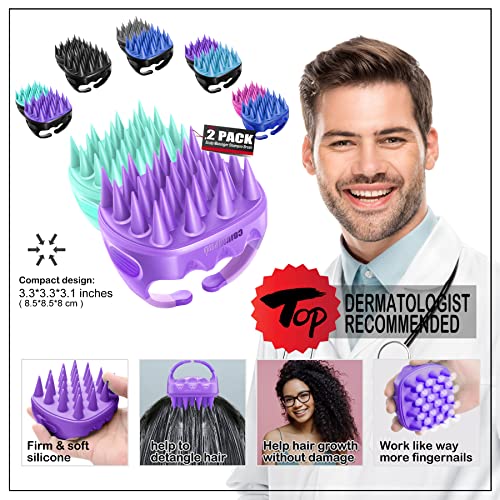 Scalp Massager Shampoo Brush, 2 Pack Scalp Brush For Hair Growth, Soft Silicone Scalp Exfoliator For Dandruff Removal, Scalp Care Scrubber For All Hair Types Of Girls, Teens, Kids, Men, Pet Dogs #TOP2
