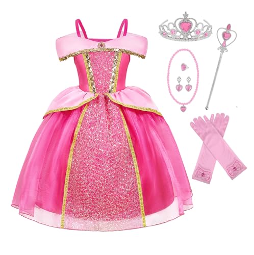CQDY Disfraz de princesa rosa con accesorios para Halloween, cosplay, carnaval, fiesta