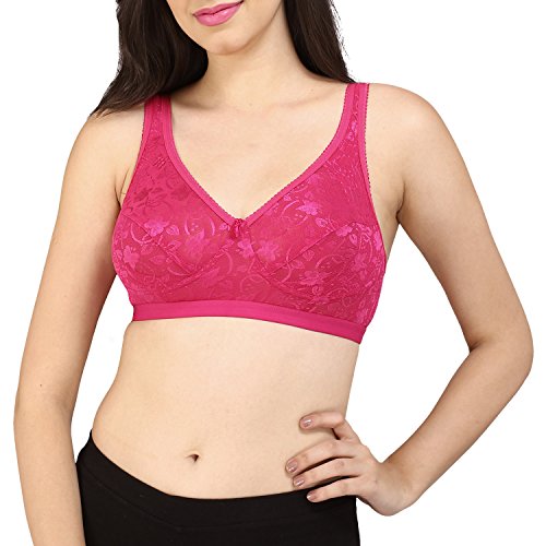 Image of Bralux C Cup Bra for Women Plus Size Lace Bra Non-Padded Wirefree Full Coverage Bridal Bra