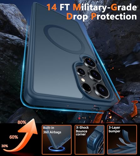 Image of FNTCASE for Samsung Galaxy S25-Ultra Case: Matte Translucent Slim Cell Phone Cover with Magnetic Ring (No Tail) - Rugged Durable Shockproof Protective - Military Grade Drop Protection 6.9 inches