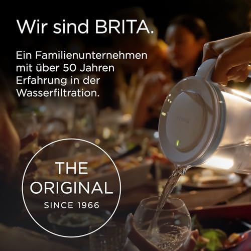 Foto von BRITA Wasserfilter Kanne Glas hellblau (2,5l) inkl. 3 MAXTRA PRO Pure Performance Kartusche – Premium Kanne aus Glas mit Smart Light LED & Klappdeckel – filtert Verunreinigungen, Kalk, Metalle usw.