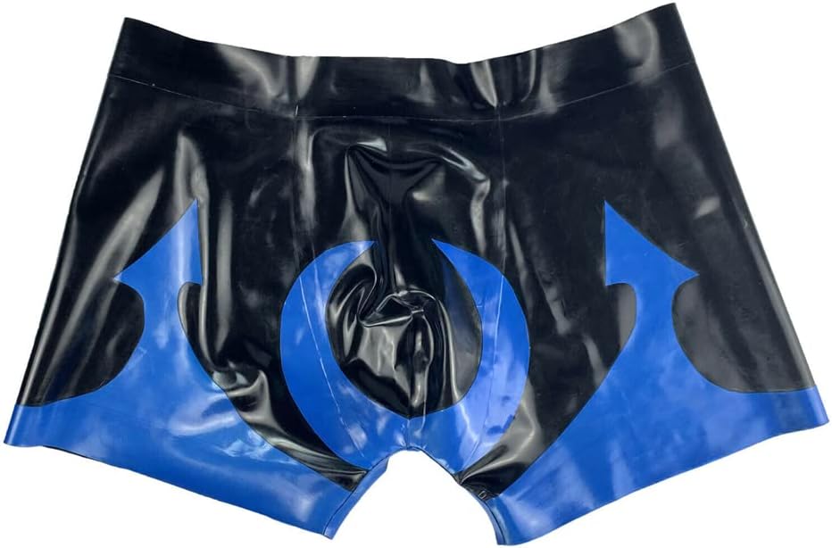 Black and Blaze Blue Latex Briefs Shorts Underwear Panties Boxer Shorts Bodysuit