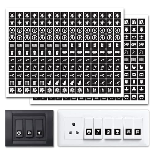 Image of Trueflair Stickers for Switch Board for Home Wall Switches, Contain All Common Switch Stickers (Black and White - 3)