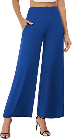 Arolina Womens Casual Stretchy Wide Leg Palazzo Lounge Pants with Pockets | High waist, Trendy, Comfy, Breathable, Dressy, Flowy, Lightweight, for Summer Fall Spring Beach Vacation Travel Holiday Daily