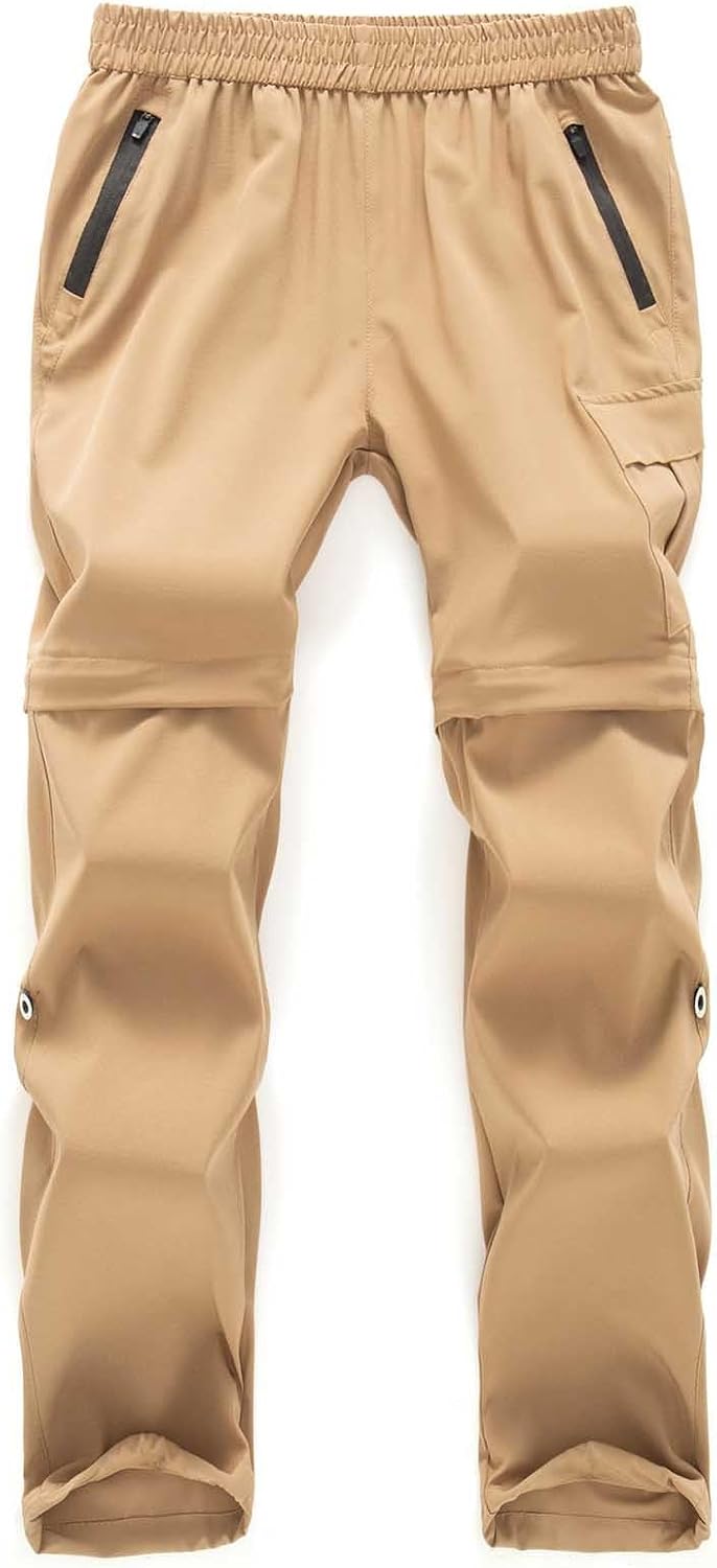 Boys Convertible Hiking Pants Kids Zip Off Quick Dry Pants Summer Outdoor Fishing Waterproof Lightweight Trousers