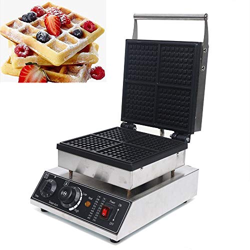 Commercial Electric Waffle Maker Machine 4PCS Nonstick Crispy Machine Stainless Steel Hot Dog Sausage Maker for Waffles, Paninis, Hash browns 110V Household Waffle Cone Maker 2000W