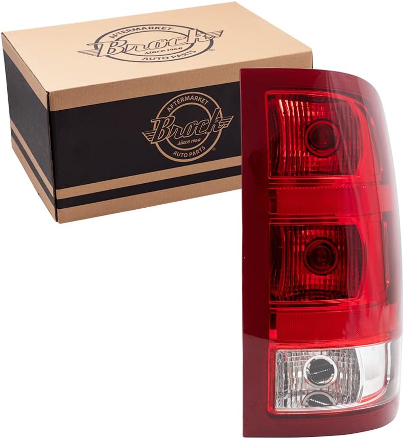 Brock Replacement Passenger Tail Light Lens Compatible with 2007-2013 Sierra Pickup Truck 25958485