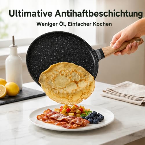 JEETEE Crepe Pfanne 28 cm, große Pfannkuchenpfanne Antihaft, Grau – Ansicht 3