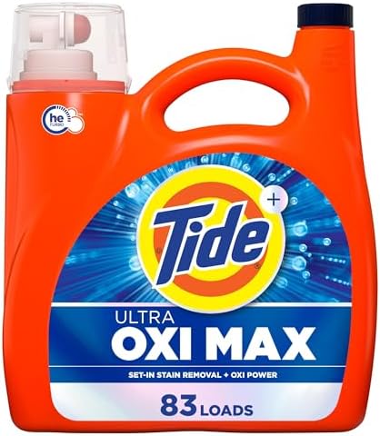 Tide Ultra Oxi Max Liquid Laundry Detergent, 83 Loads, Set-in Sta...