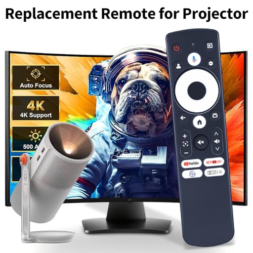 Image of Replacement Remote Control Compatible with AURZEN Boom Mini Projector EAZZE D1G, for GooDee GD500 4K UHD Smart Projector, for HAPPRUN Google TV Projector（Supports Bluetooth and Infrared Pairing）