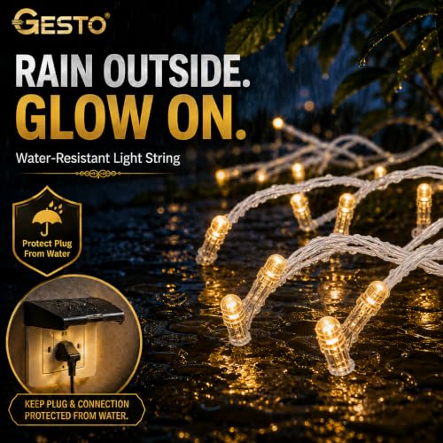 Image of Gesto 45 Meter LED String Lights - Warm White 8mm Big Led Fairy Lights for Decoration | 360 Glow Waterproof Copper Wire Lights for Home Decor Balcony Outdoor Christmas & Diwali Decoration- Pack of 10