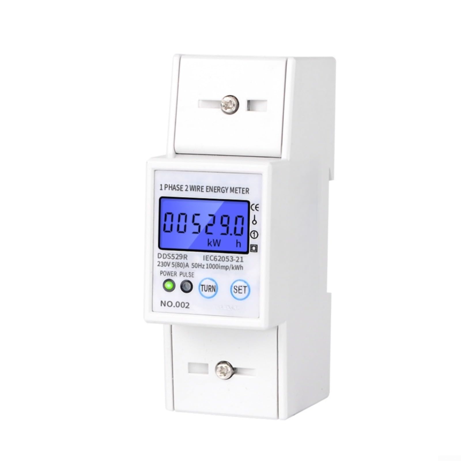Contatore di energia elettronico 230V 5-80A con RS485, display LCD | Per montaggio su guida DIN