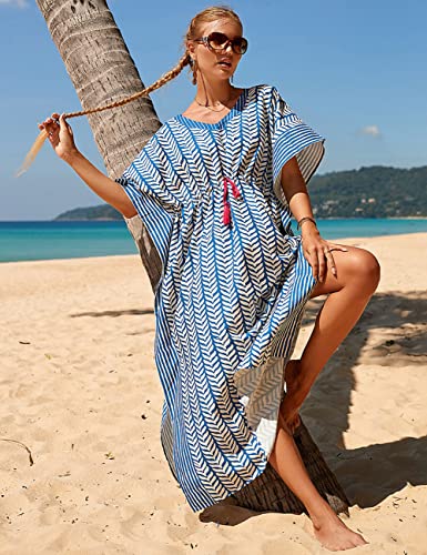 Bsubseach Kaftan Dresses for Women Plus Size Swimsuit Cover Up Long Caftan Dress with Waist Drawstring2