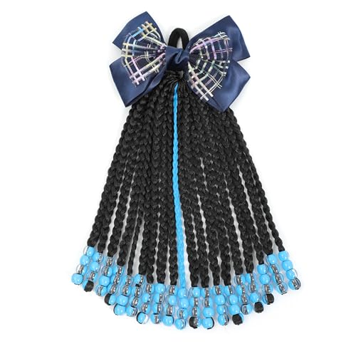 Kid's Summer Highlight Color Kids Ponytail With Beads Braids Hair