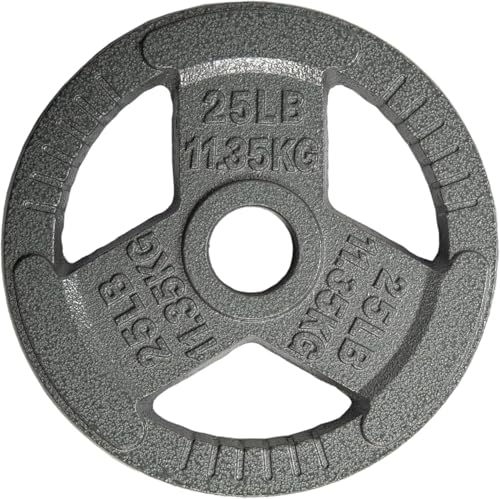 Yes4All Tri-Grip Handles Olympic Weight Plates/Cast Iron Weight Plates, Suitable for Barbell Exercises, Strength, Flexibility Training - 25LB (Single) by Yes4All - Used condition - US$23.15