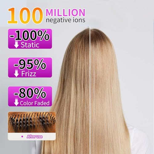 Escova alisadora de cabelo sem fio com bolsa de armazenamento, pente alisador de cabelo iônico nagat