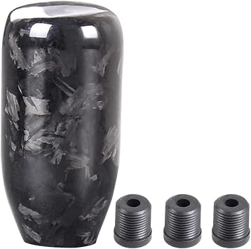 Sakali Carbon Fiber Shift Knob with Irregular Arrangement of Carbon Fibers,Universal Car Forged Pattern Carbon Fiber Gear Shifter with 3 Adapters Tall