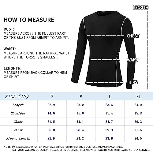 Women's Compression Shirts Long Sleeve Yoga Athletic Sun Shirts Upf 50+ Running Dry-Fit T Shirt Gym Tops 2/3 Pack #TOP4