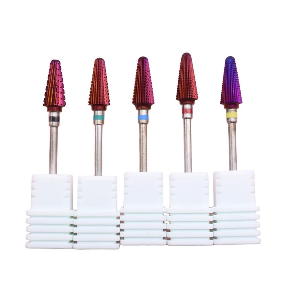 Brocas De Carburo for Uñas Tornado Púrpura, Fresas 3/32, Removedor De Gel, Lima Eléctrica, Accesorios De Manicura(5pcs)