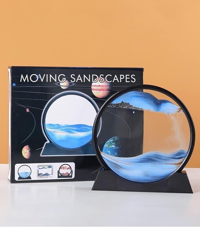 Moving Sand Art Picture ,Flowing Sand Painting,3D Hourglass Deep Sea Sandscape Painting Artistic in Motion Display with Frame Base Liquid Kid's Desktop Sand Art Toys ( Color : A2 , Size : 17 x 19 cm )