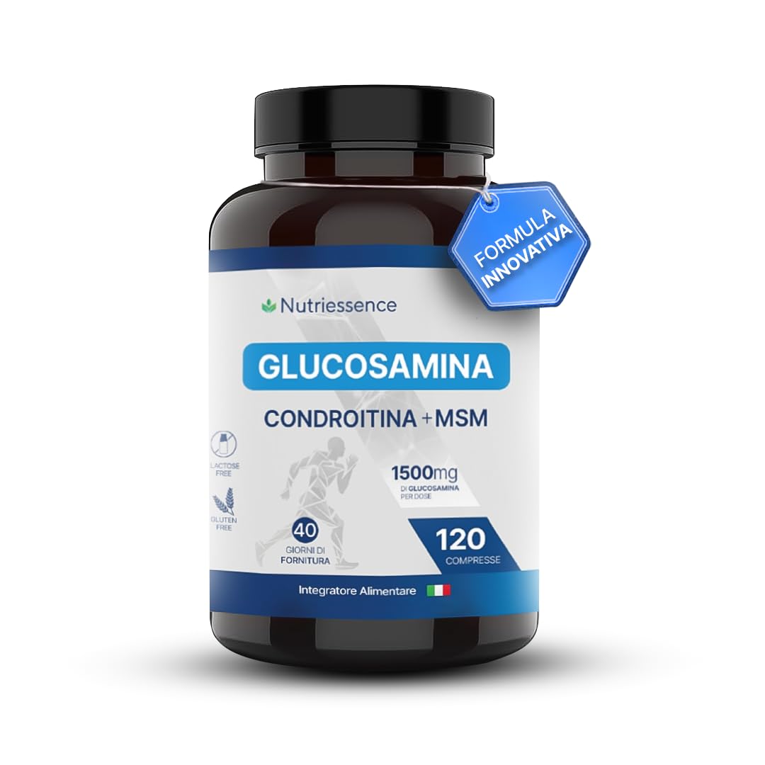 Glucosamine Chondroitin e MSM con Vitamina C, Acido Hialuronico e Collagene - Dosaggio Extra Forte - 120 Tablette Maxi S