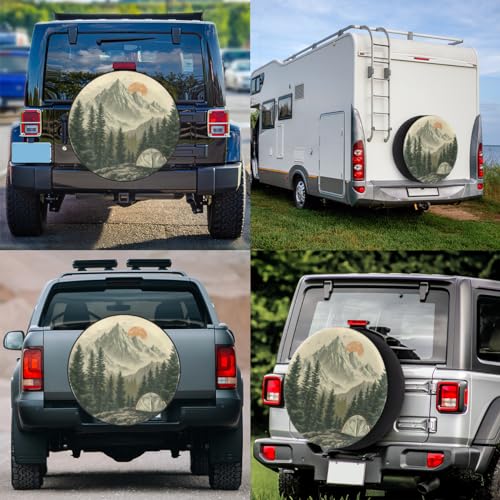 Image of Spare Tire Cover for RV Trailer, Forest Nature Tire Covers Universal Fit for Travel Trailer Camper Jeep RV SUV Truck Waterproof Wheel Cover (15 inch for Diameter 27 inch - 29 inch)