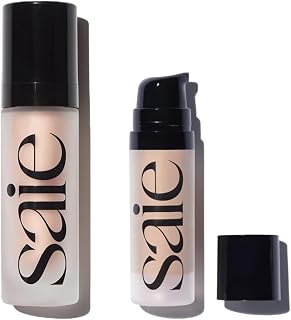 Glowy Super Gel Warmglow Duo - Lightweight Illuminator & Makeup Primer for Glowing Skin - Soft Warm Gold (1 oz & 0.5 oz)