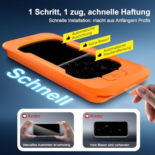 NEW'C Schutzfolie für iPhone 15 Pro Max für Panzerglas mit Montagehilfe – Ansicht 3