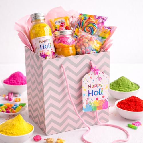 Image of Oasis Pack of 10 Holi Gift Bags For Flower Bouquet & Floral Hamper | Goodie Bags for Wedding Return Gifts, Birthday, Bridal & Baby Shower | 17cm X 18cm X 25 cm | Pink & Grey