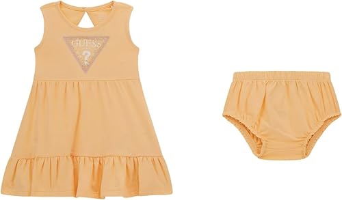 GUESS baby-girls Eco - Conjunto de vestido sin mangas y cubrepañales