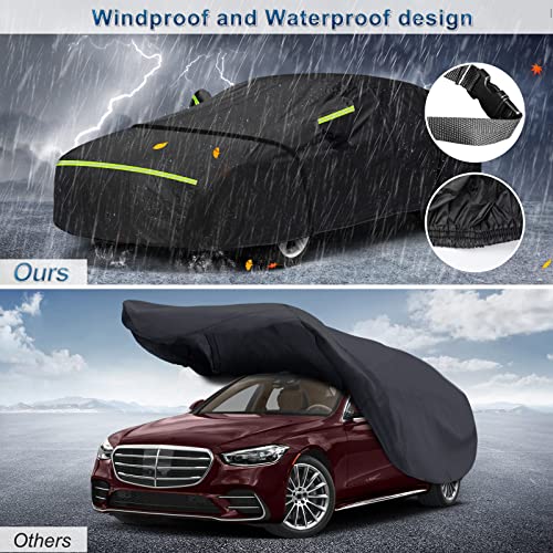 Image of for Mercedes Benz S Car Cover Waterproof All Weather Heavy Duty Protection Outdoor Full Car Covers Windproof with Driver Side Zipper Custom Fit for Mercedes Benz S-Class 2006-2025