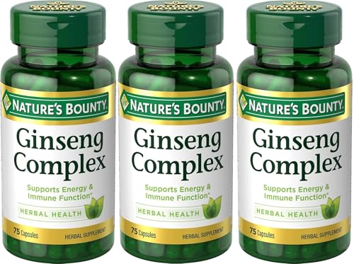 Nature's Bounty Ginseng Complex Herbal Health Capsules 75 ea (Pack of 3)