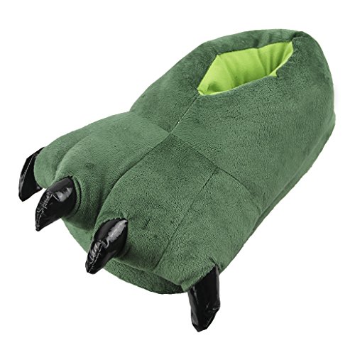 Unisex Adult Soft Home Slippers Fuzzy Party Halloween Animal Costume Claw Shoes Dark Green