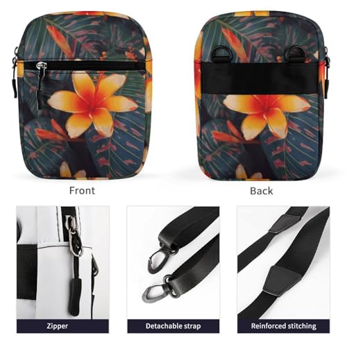 Personalized Small Crossbody Bag Water Resistant Messenger Bags Mini Hawaii Tropical Flower Printing SlingBag For Men Women3