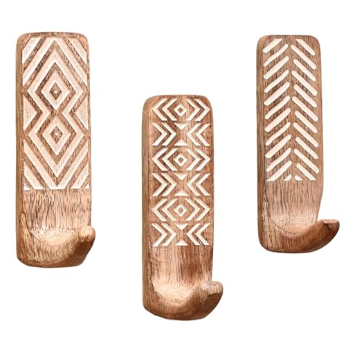Indian Shelf Boho Decorative Wood Adhesive Wall Hooks...